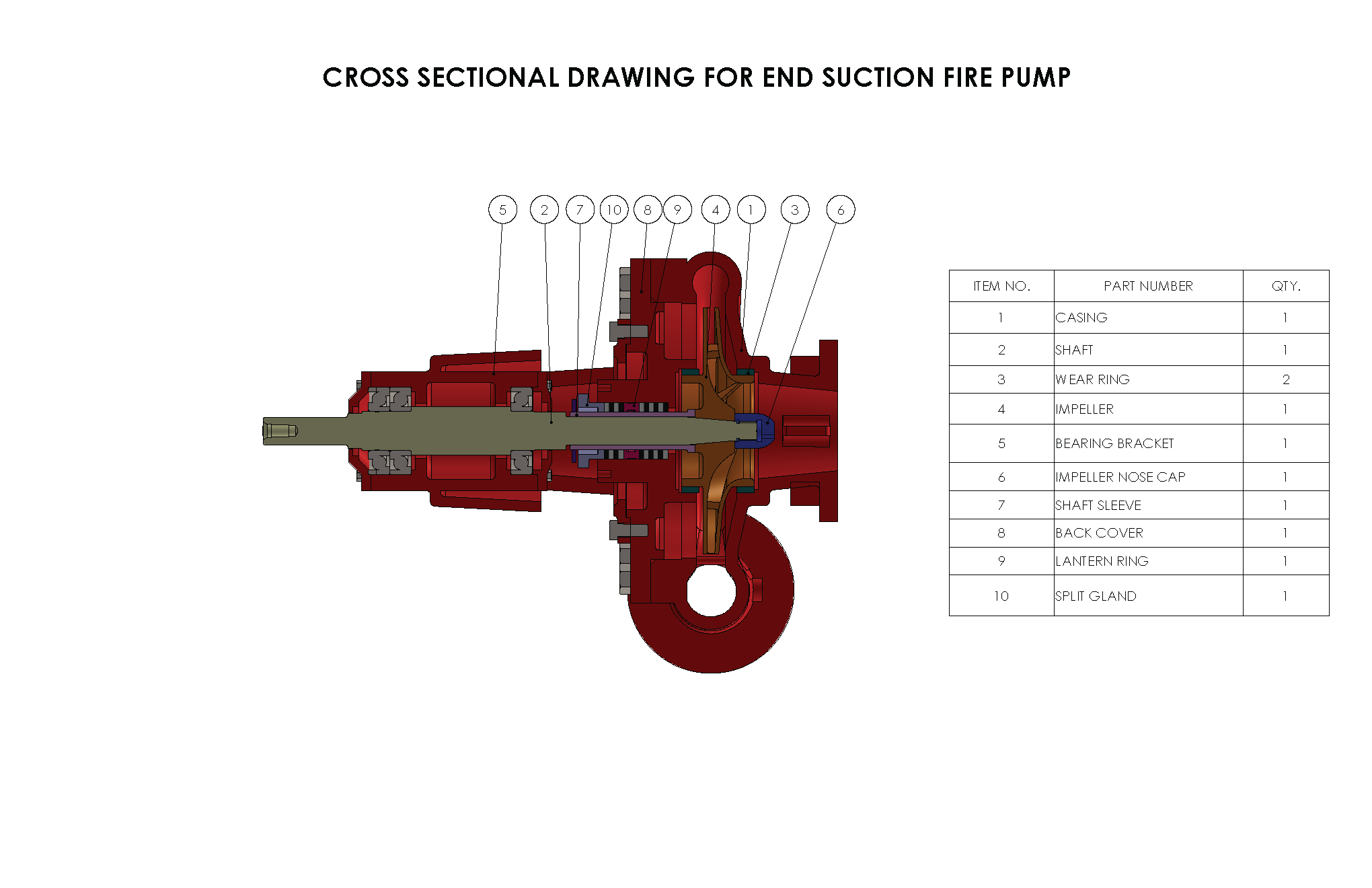 Cross Sectional Drawing For End Suction Fire Pump